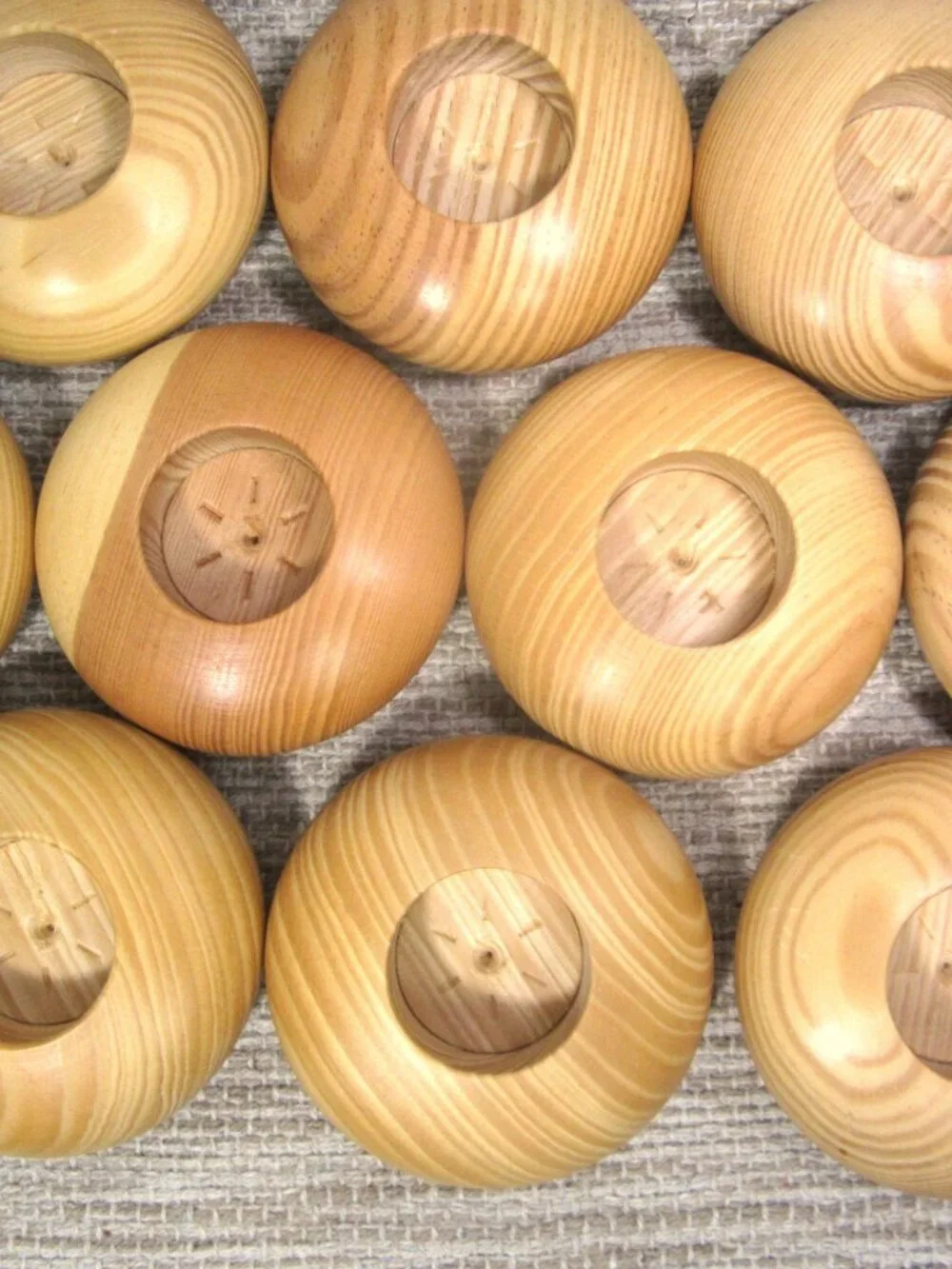 NEW Turned Wood Tea Light Candle Holder Contemporary Rustic Cabin Round
